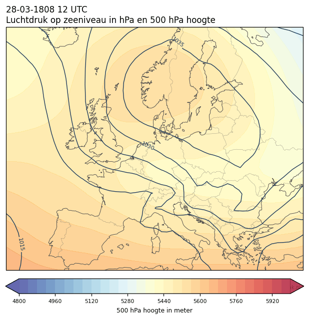 Weerkaart van 28 maart 1808 om 12 UTC