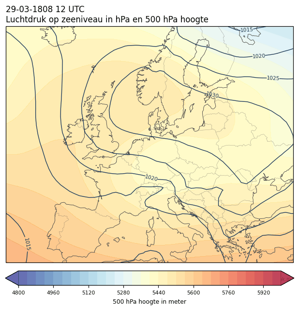 Weerkaart van 29 maart 1808 om 12 UTC