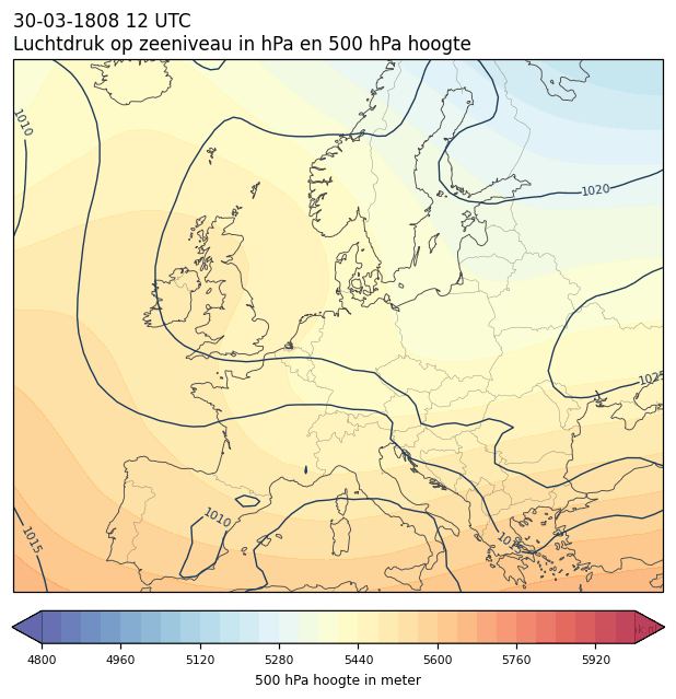 Weerkaart van 30 maart 1808 om 12 UTC