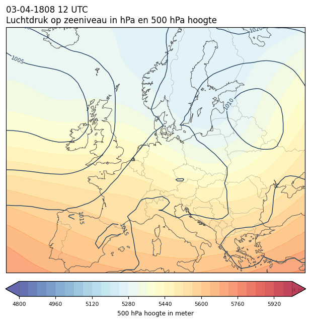 Weerkaart van 3 april 1808 om 12 UTC