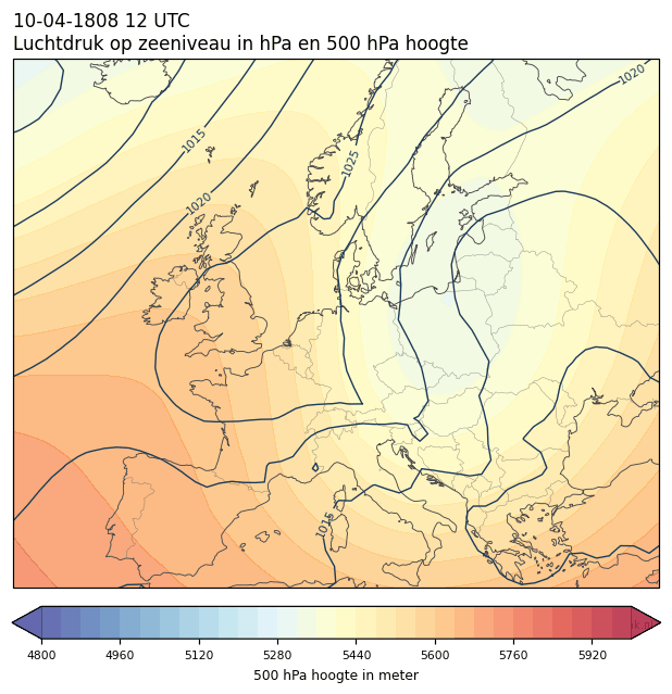 Weerkaart van 10 april 1808 om 12 UTC