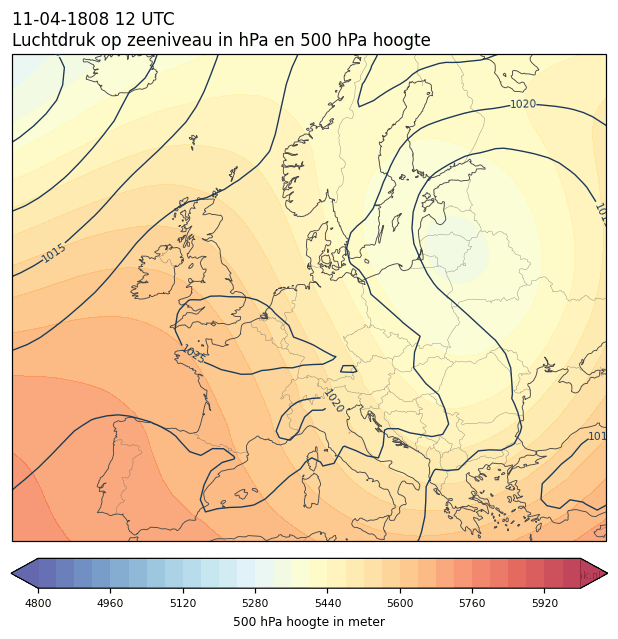 Weerkaart van 11 april 1808 om 12 UTC