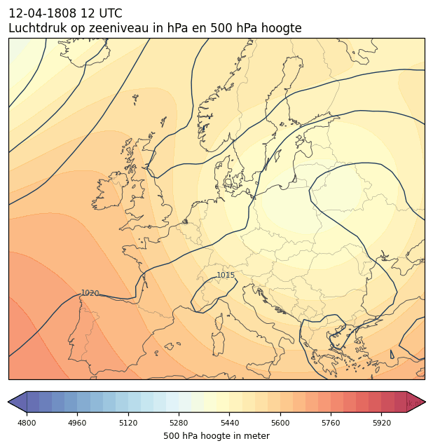 Weerkaart van 12 april 1808 om 12 UTC