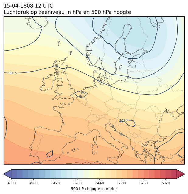 Weerkaart van 15 april 1808 om 12 UTC