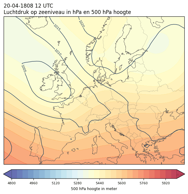 Weerkaart van 20 april 1808 om 12 UTC
