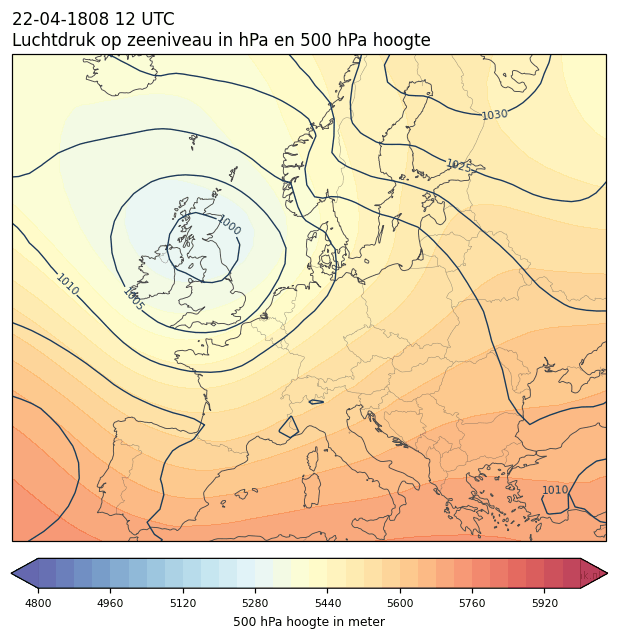 Weerkaart van 22 april 1808 om 12 UTC