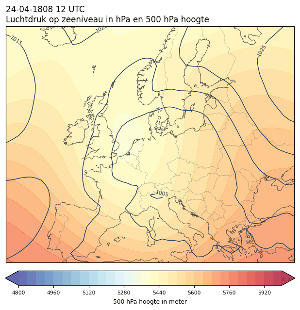 Weerkaart van 24 april 1808 om 12 UTC
