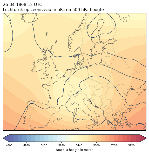 Weerkaart van 26 april 1808 om 12 UTC