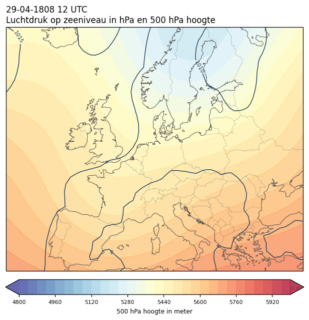 Weerkaart van 29 april 1808 om 12 UTC
