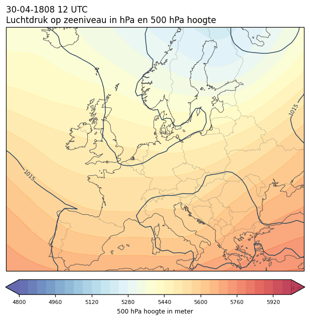 Weerkaart van 30 april 1808 om 12 UTC