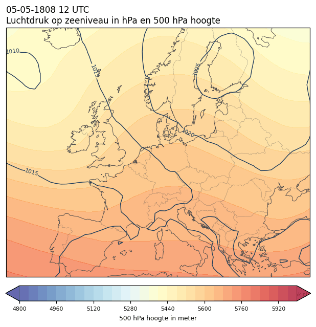 Weerkaart van 5 mei 1808 om 12 UTC