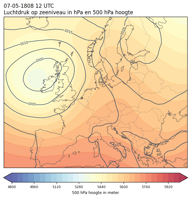 Weerkaart van 7 mei 1808 om 12 UTC
