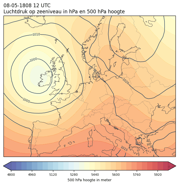 Weerkaart van 8 mei 1808 om 12 UTC