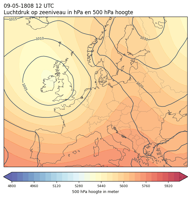 Weerkaart van 9 mei 1808 om 12 UTC