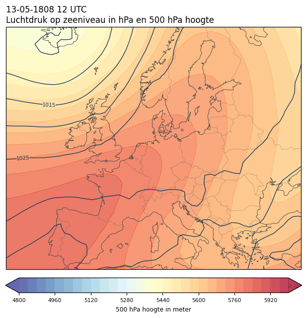 Weerkaart van 13 mei 1808 om 12 UTC
