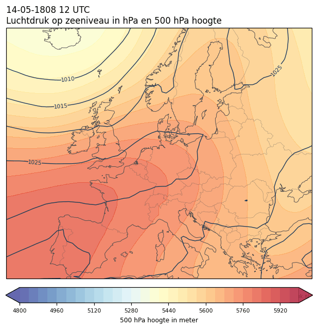 Weerkaart van 14 mei 1808 om 12 UTC