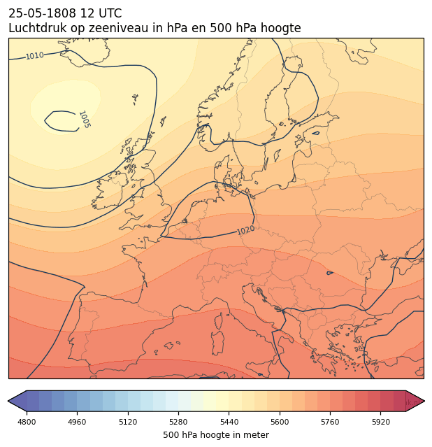 Weerkaart van 25 mei 1808 om 12 UTC