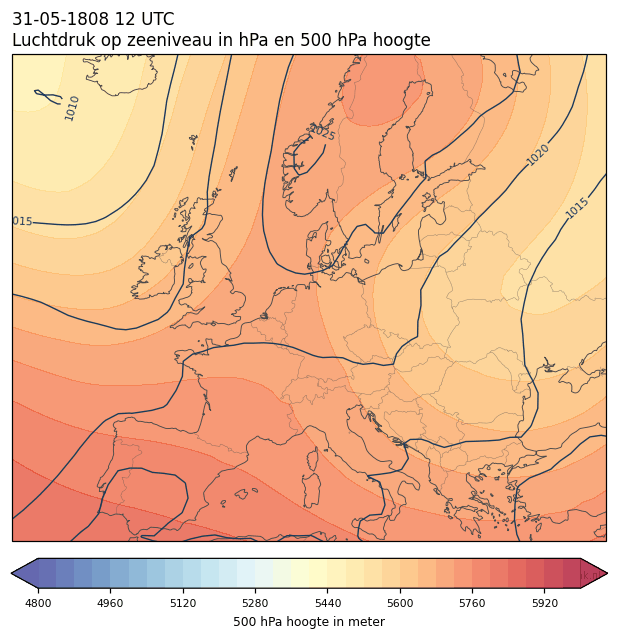 Weerkaart van 31 mei 1808 om 12 UTC