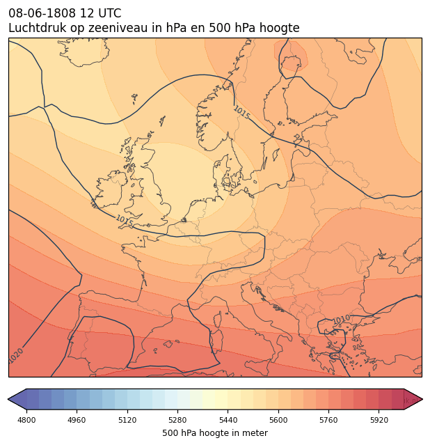 Weerkaart van 8 juni 1808 om 12 UTC