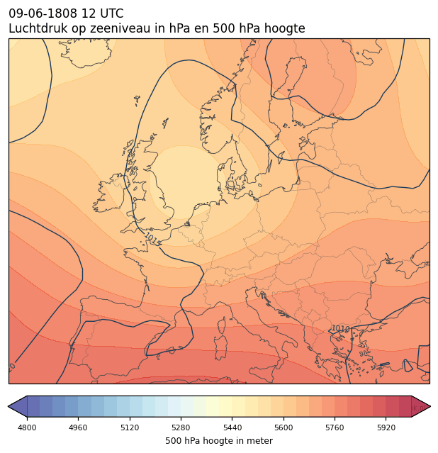 Weerkaart van 9 juni 1808 om 12 UTC