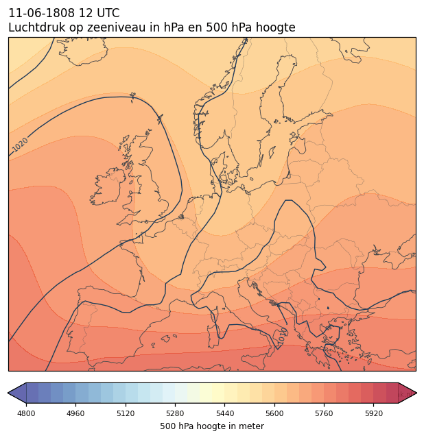 Weerkaart van 11 juni 1808 om 12 UTC