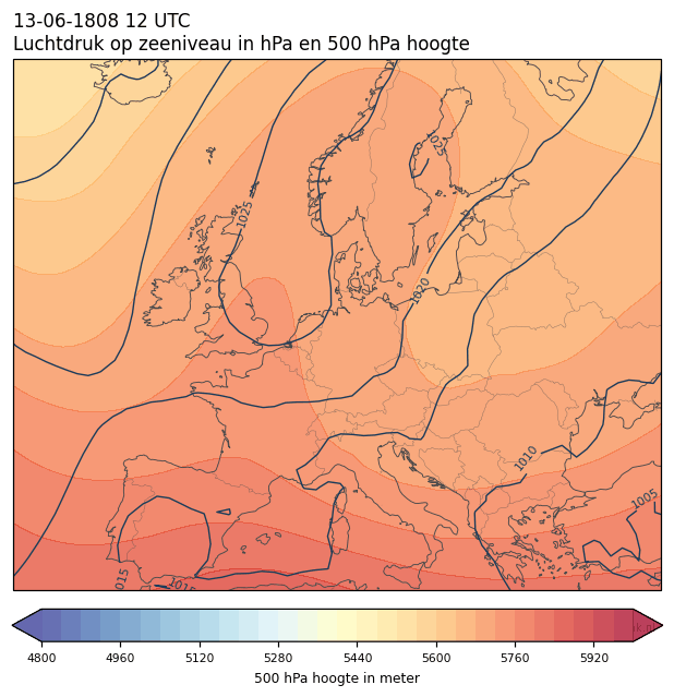 Weerkaart van 13 juni 1808 om 12 UTC