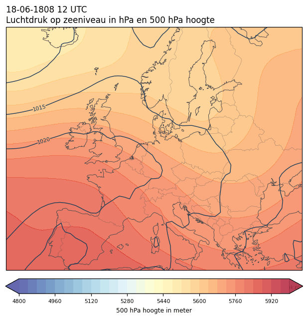 Weerkaart van 18 juni 1808 om 12 UTC