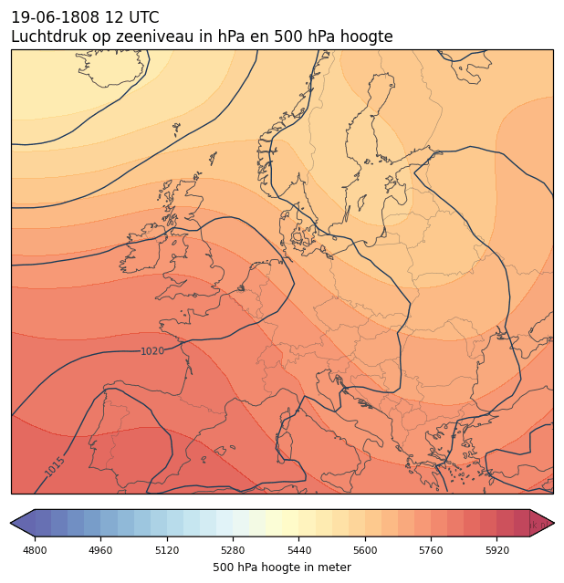 Weerkaart van 19 juni 1808 om 12 UTC