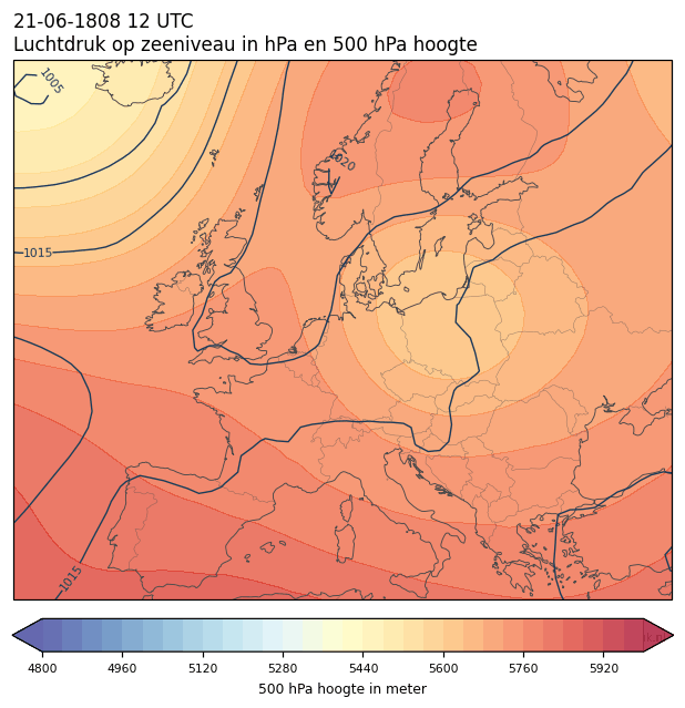 Weerkaart van 21 juni 1808 om 12 UTC