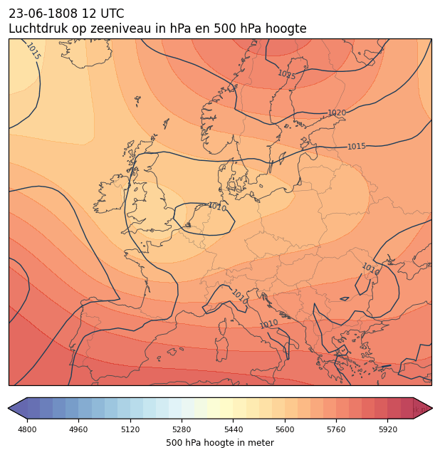 Weerkaart van 23 juni 1808 om 12 UTC