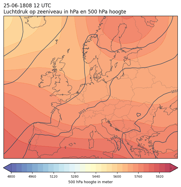 Weerkaart van 25 juni 1808 om 12 UTC