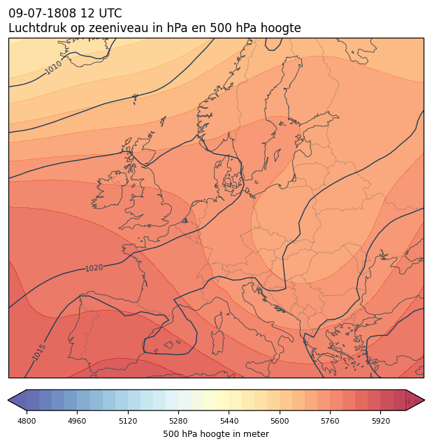 Weerkaart van 9 juli 1808 om 12 UTC