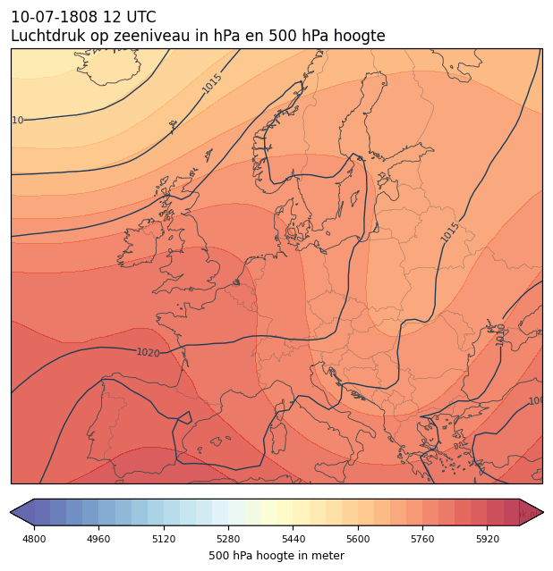 Weerkaart van 10 juli 1808 om 12 UTC
