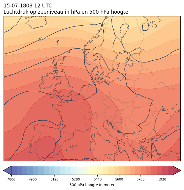 Weerkaart van 15 juli 1808 om 12 UTC