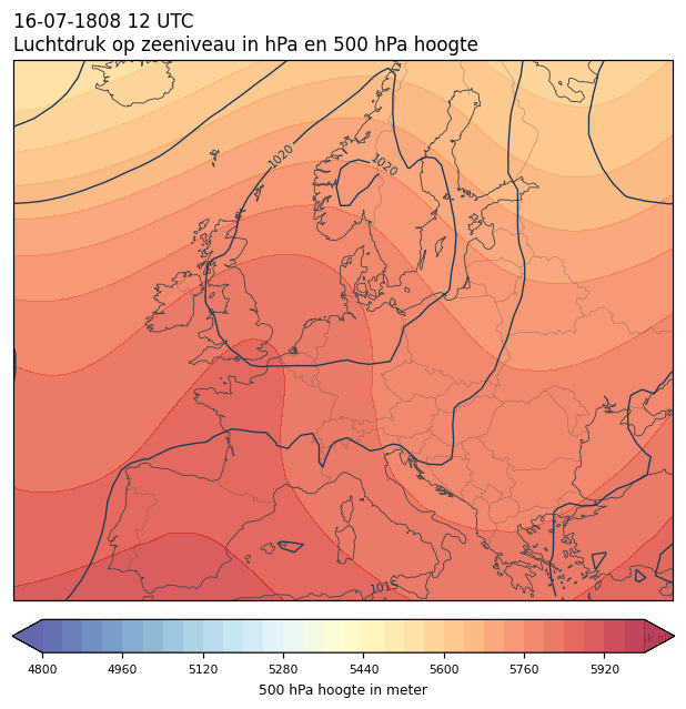 Weerkaart van 16 juli 1808 om 12 UTC