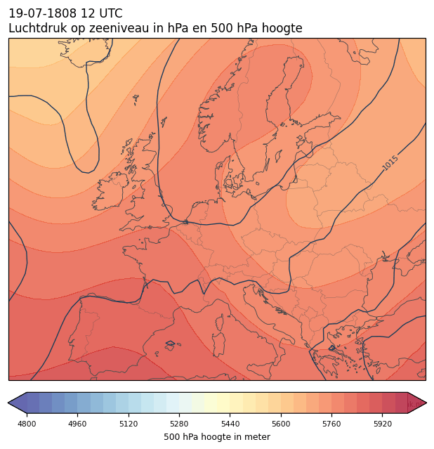 Weerkaart van 19 juli 1808 om 12 UTC