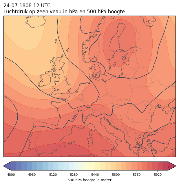 Weerkaart van 24 juli 1808 om 12 UTC