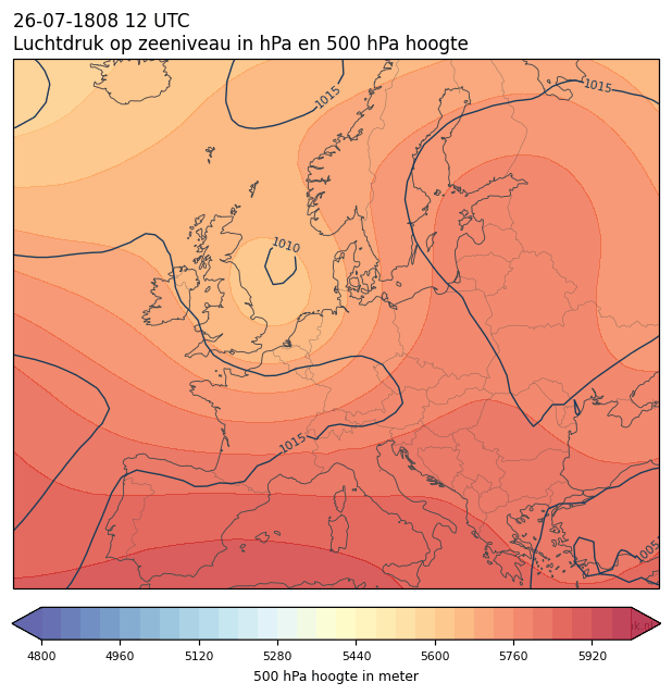 Weerkaart van 26 juli 1808 om 12 UTC
