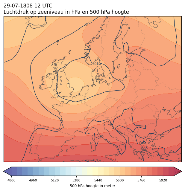 Weerkaart van 29 juli 1808 om 12 UTC