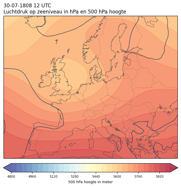Weerkaart van 30 juli 1808 om 12 UTC