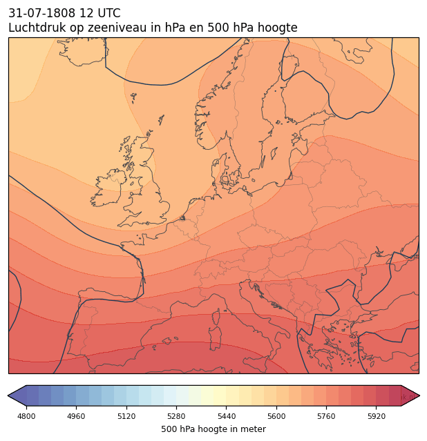 Weerkaart van 31 juli 1808 om 12 UTC