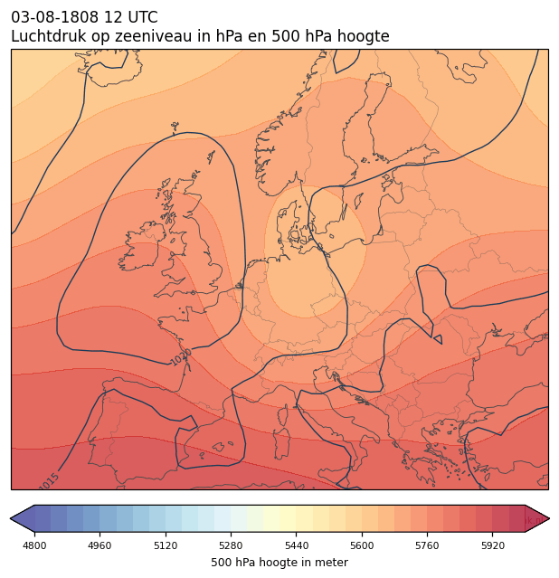 Weerkaart van 3 augustus 1808 om 12 UTC