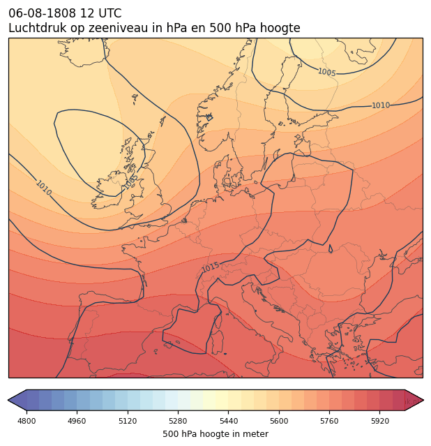 Weerkaart van 6 augustus 1808 om 12 UTC