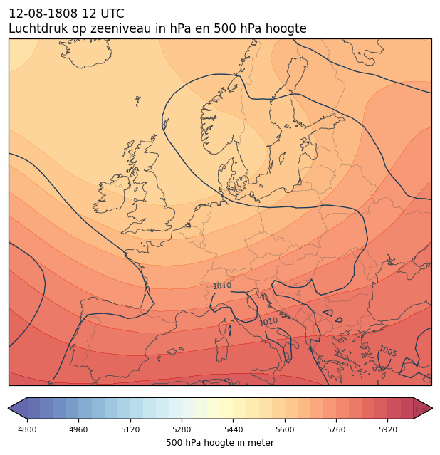 Weerkaart van 12 augustus 1808 om 12 UTC
