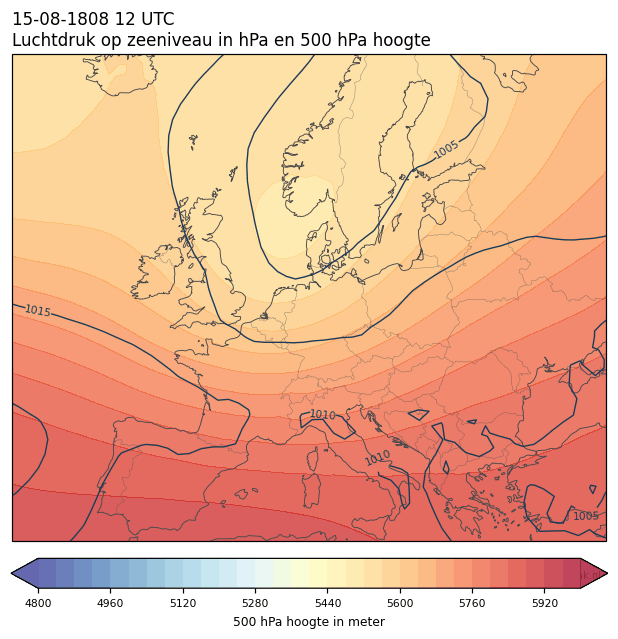 Weerkaart van 15 augustus 1808 om 12 UTC