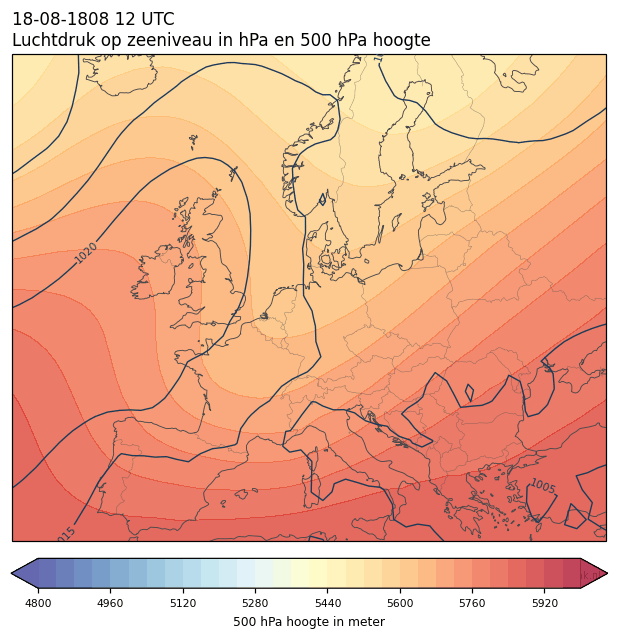 Weerkaart van 18 augustus 1808 om 12 UTC