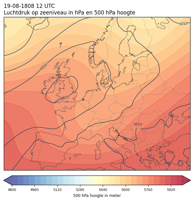 Weerkaart van 19 augustus 1808 om 12 UTC