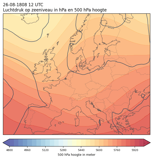 Weerkaart van 26 augustus 1808 om 12 UTC