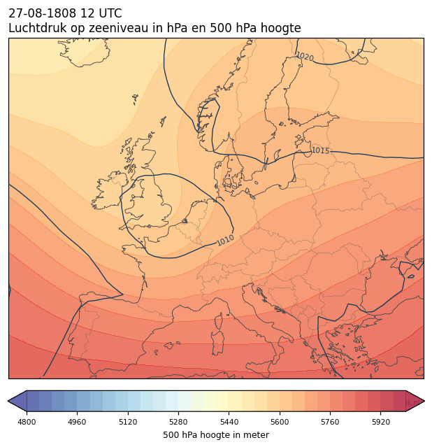 Weerkaart van 27 augustus 1808 om 12 UTC
