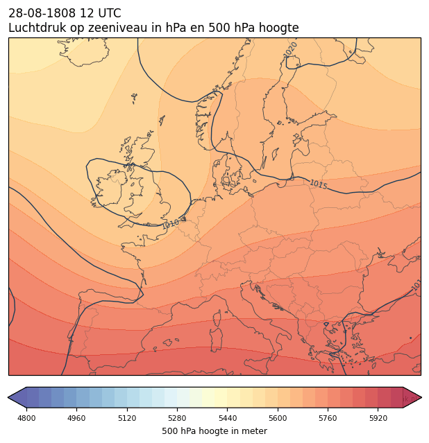 Weerkaart van 28 augustus 1808 om 12 UTC